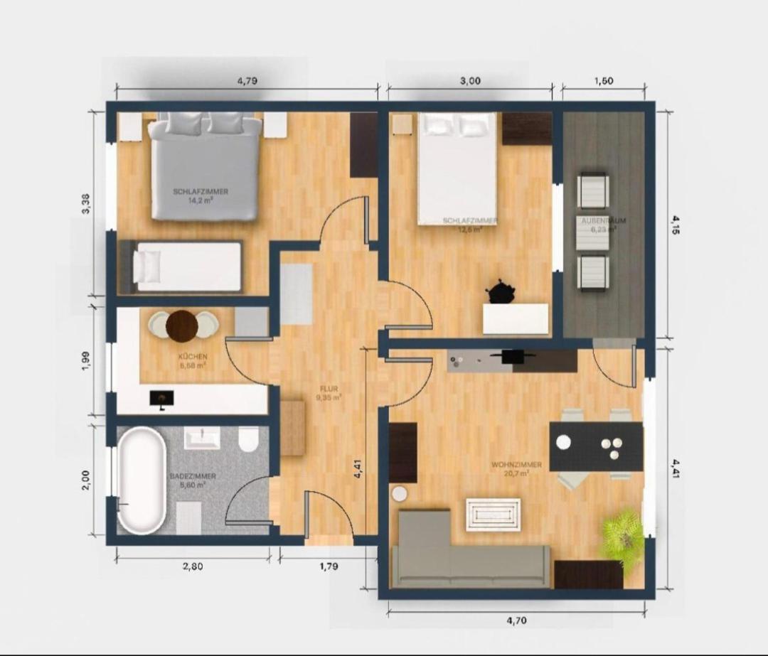 Ecocube Apartment2 Meppen14, Balkon, Kueche, Waschmaschine Buitenkant foto