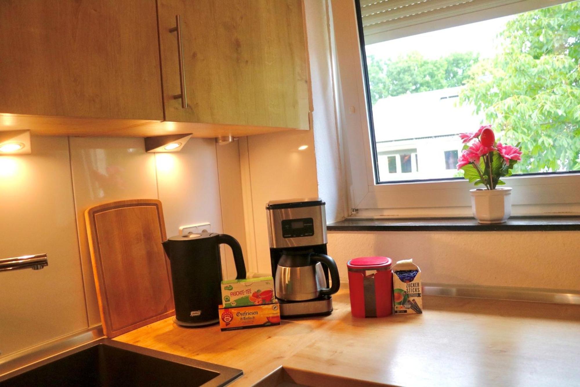 Ecocube Apartment2 Meppen14, Balkon, Kueche, Waschmaschine Buitenkant foto